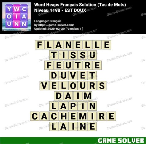 Solution Wordalot Niveau 1198 .